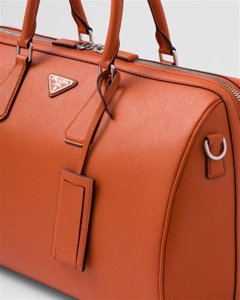 prada papaya saffiano|Papaya Saffiano Leather Travel Bag .